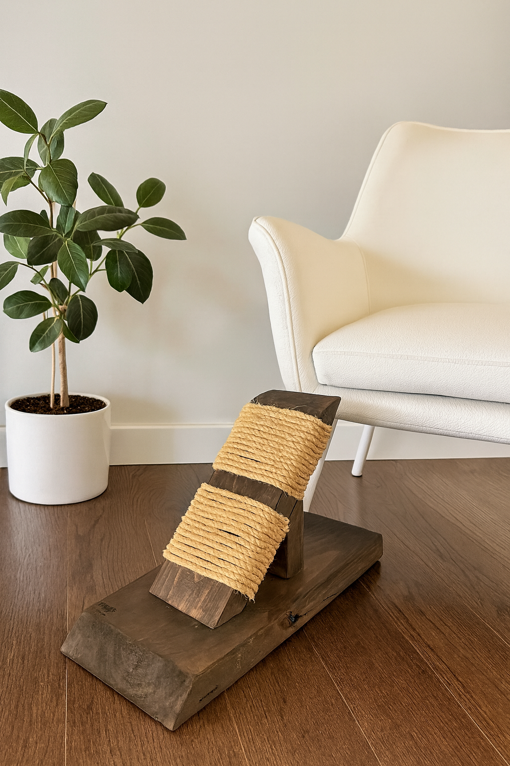 Griffoir en bois avec corde de sisal